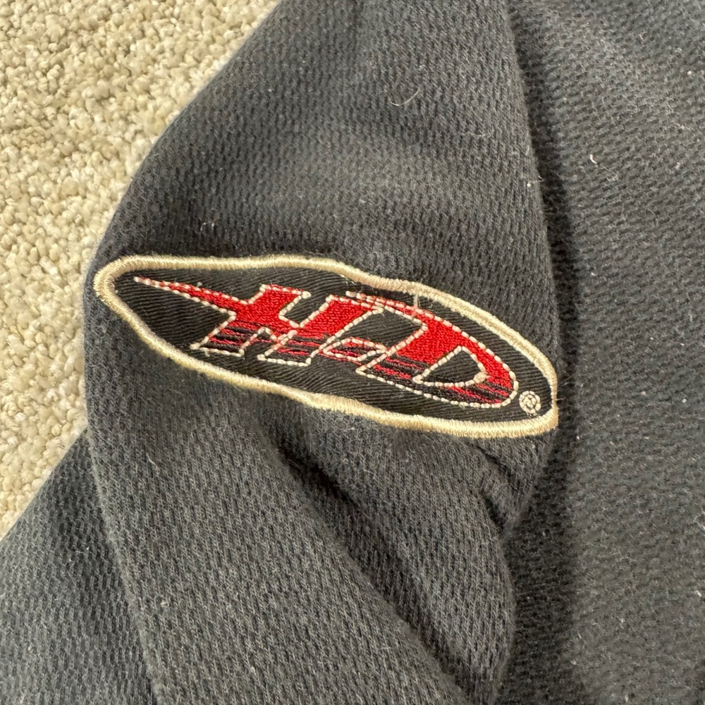 Harley Davidson Mens XL Quarter Zip Pullover Waffle Knit Fleece Lined Black Red - Picture 4 of 10